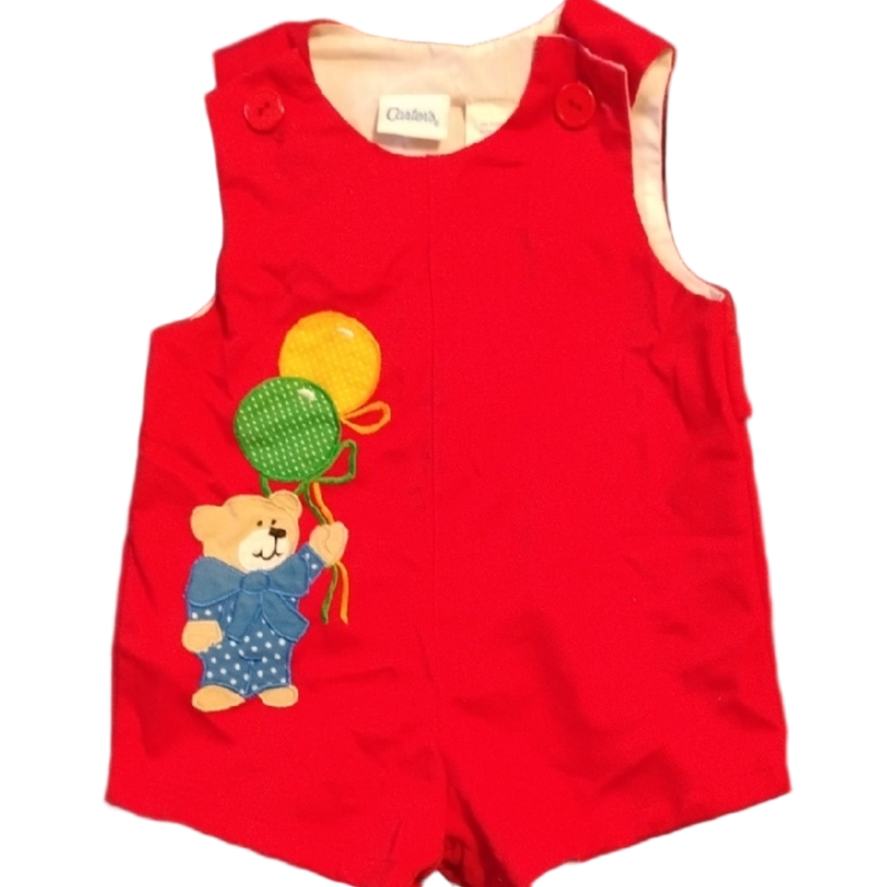 🚨5 For $25🚨Carter's 9-12M Overall Red Baby Outfit With Embroidered Bear